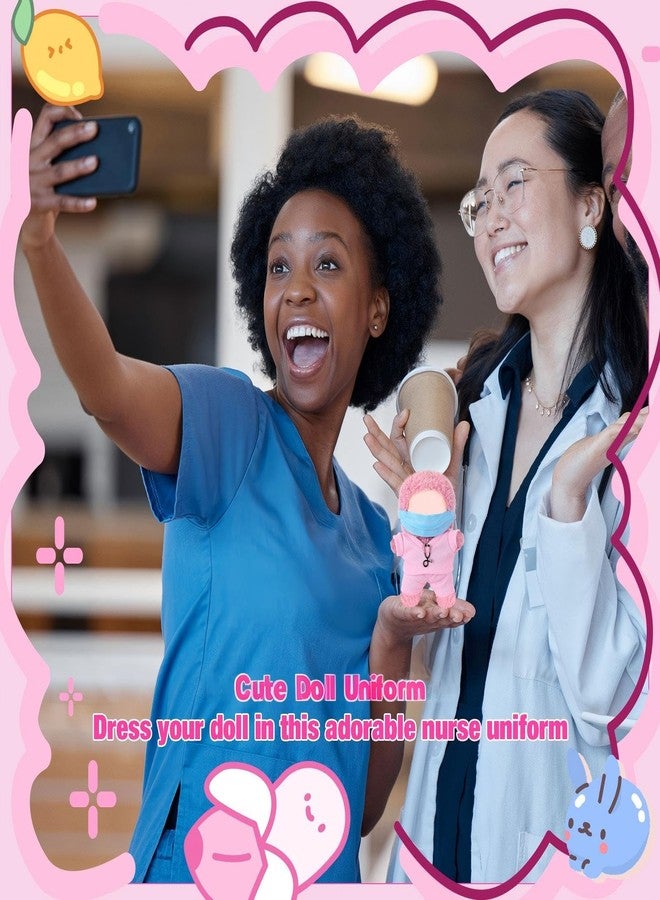 Velmitten 17cm Doll Clothes Doctor Nurse Scrubs Outfit Set for 17cm Dolls with Mini Mask Stethoscope Cute Nurse Uniform with Accessories Gift for DIY Dress-up Lovers & Collectors(Pink) - Image 5